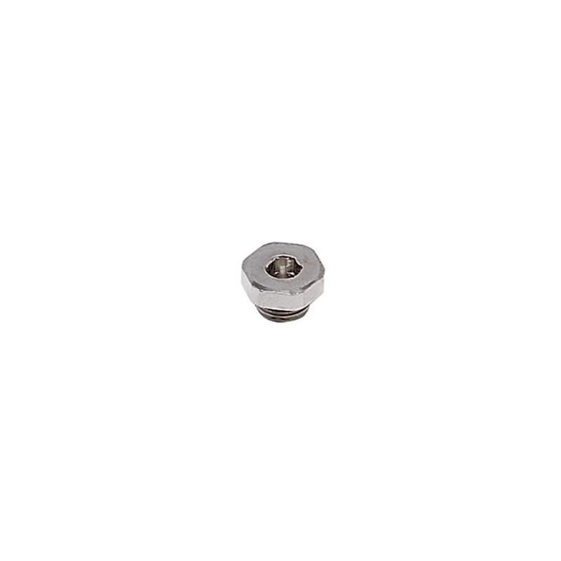 0222 10 00 by Parker | Legris Internal Hex Plug | 1/8" Male BSPP Thread w/ O-Ring | 13 mm Hex | Nickel-Plated Brass