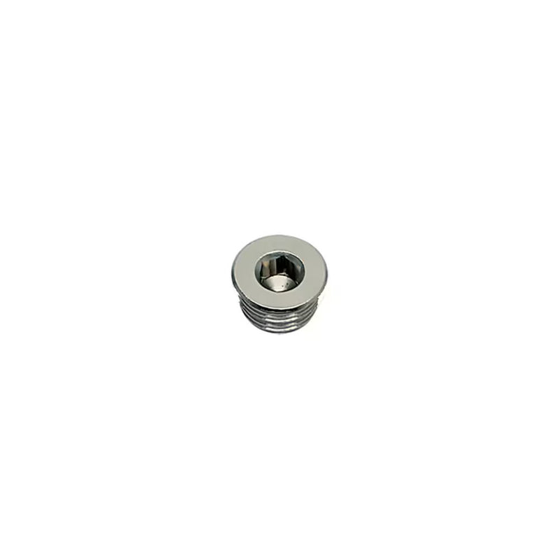 0919 00 10 by Parker | Legris Internal Hex Head Plug | 1/8" Male BSPP Thread | 5 mm Hex | 9.5 mm Length | Nickel-Plated Brass