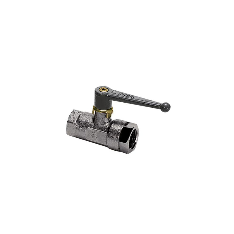 0402 32 42 by Parker | Legris In-Line Ball Valve | 1-1/4" Female BSPP Thread | 55 mm Hex | 60 mm Hex | 115 mm Valve Length | Straight | Nickel-Plated Brass