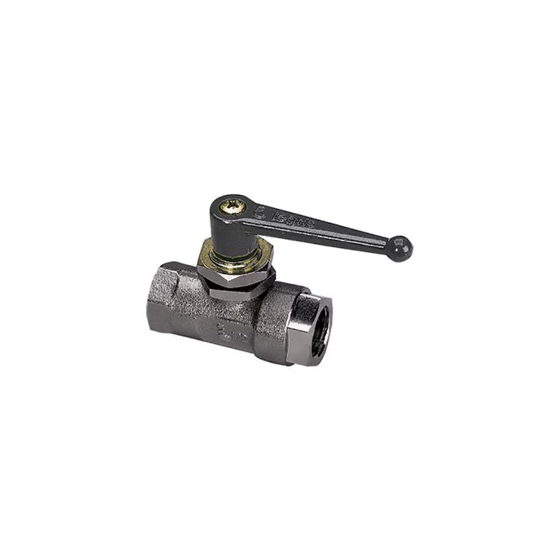 0446 10 17 by Parker | Legris In-Line Panel-Mountable Ball Valve | 3/8" Female BSPP Thread | 24 mm Hex (F) | 24 mm Hex (F1) | Straight | Nickel-Plated Brass