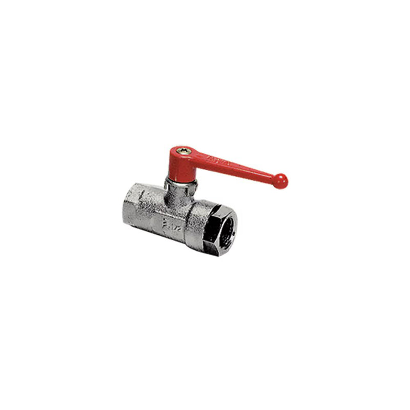 0469 13 21 by Parker | Legris In-Line Vented Ball Valve | 1/2" Female BSPP Thread | 27 mm Hex (F) | 27 mm Hex (F1) | Straight | Nickel-Plated Brass
