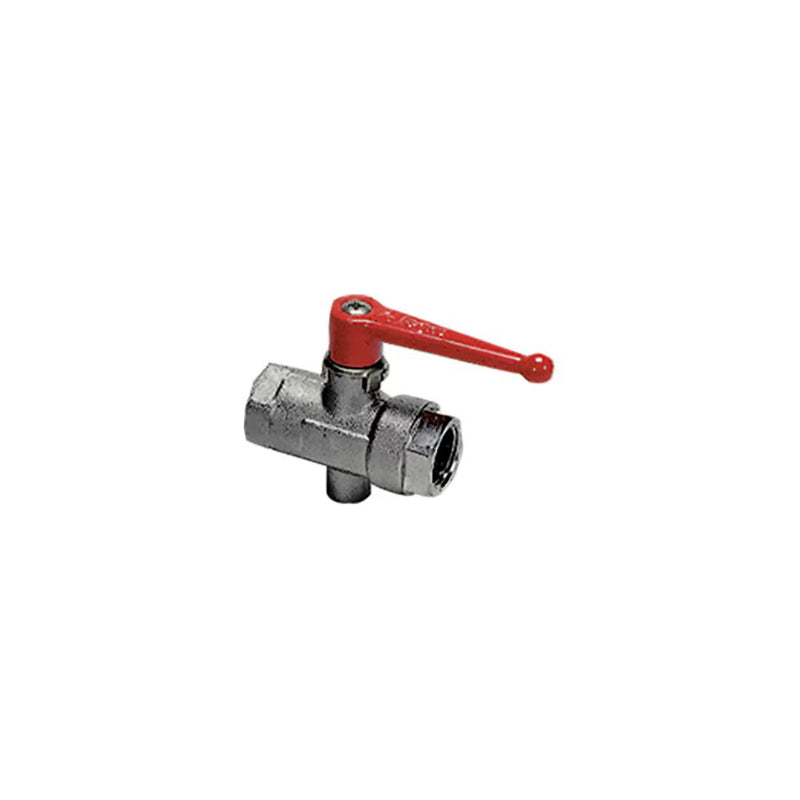 0489 07 13 by Parker | Legris In-Line Exhaust Port Ball Valve | M5x0.8 Female Metric Thread x 1/4" Female BSPP Thread | 24 mm Hex (F) | 24 mm Hex (F1) | Tee | Nickel-Plated Brass