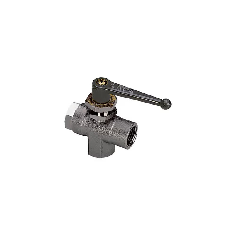 0448 09 17 by Parker | Legris Panel-Mountable Ball Valve | 3/8" Female BSPP Thread | 24 mm Hex (F) | 27 mm Hex (F1) | 90° Elbow | Nickel-Plated Brass