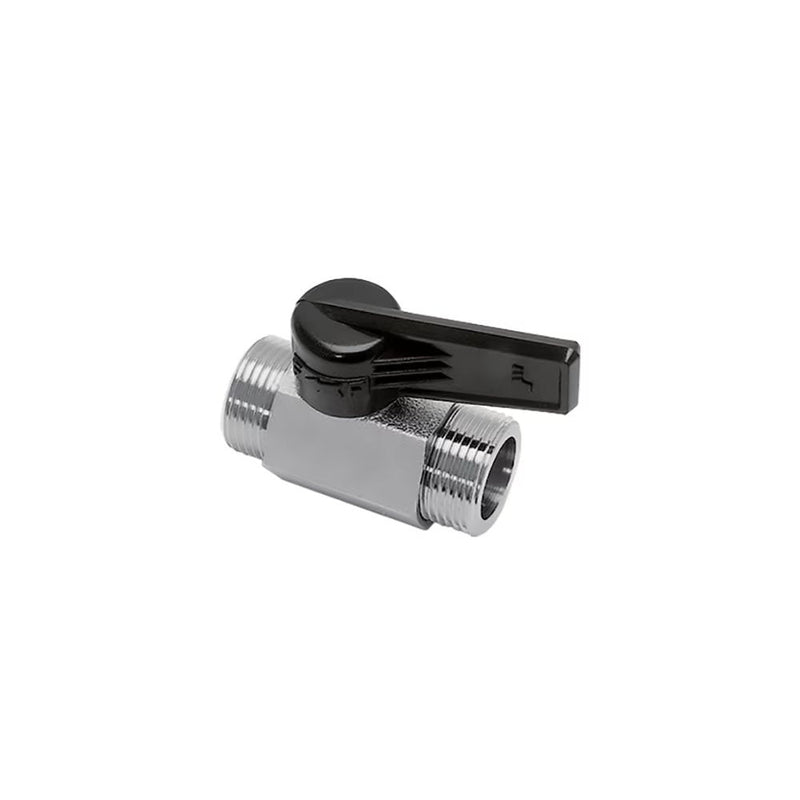 0490 04 13 by Parker | Legris In-Line Ball Valve | 1/4" Male BSPP Thread | 17 mm Hex | 52 mm Length | Straight | Nickel-Plated Brass