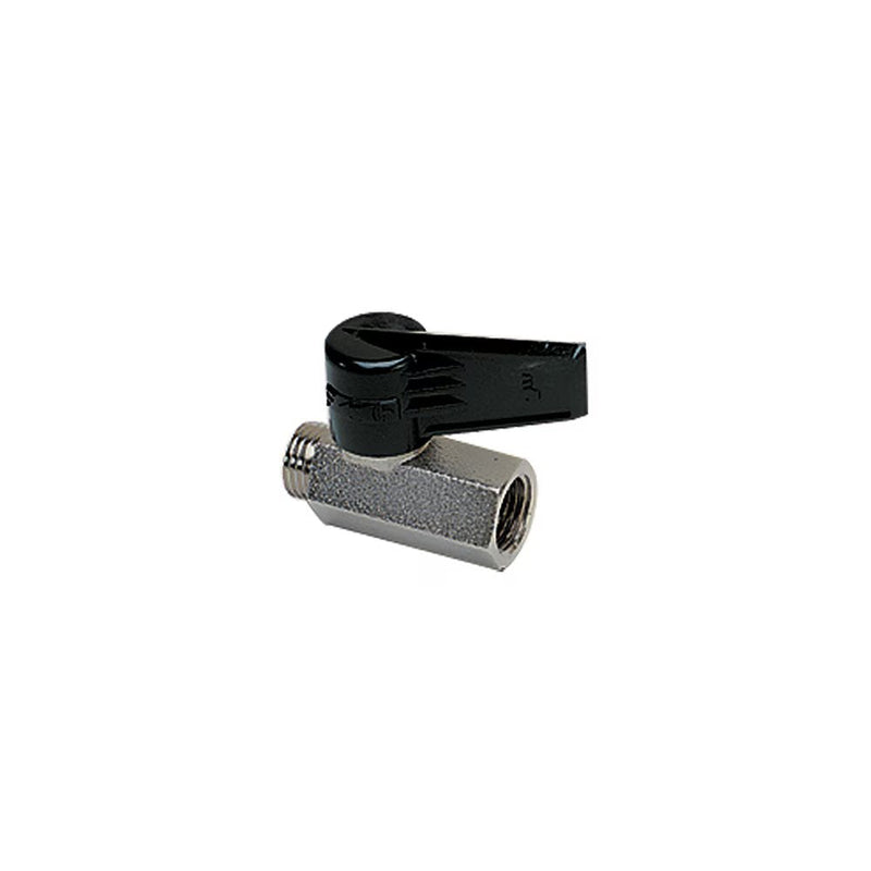 0491 10 21 by Parker | Legris In-Line Ball Valve | 1/2" Male BSPP Thread x 1/2" Female BSPP | 24 mm Hex | 74 mm Length | Straight | Nickel-Plated Brass