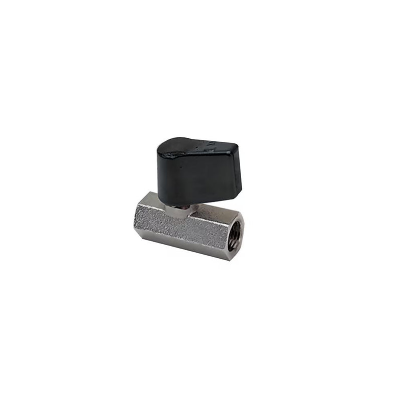 0492 04 13 64 by Parker | Legris In-Line Short Handled Ball Valve | 1/4" Female BSPP Thread | 17 mm Hex | 42 mm Length | Straight | Short | Nickel-Plated Brass
