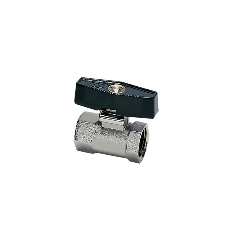 4602 07 17 by Parker | Butterfly Shut-Off Valve | 3/8" Female BSPP Thread | 22 mm Hex | 54 mm Length | Straight | Nickel-Plated Brass