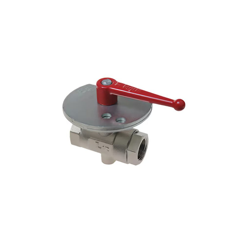0436 23 34 by Parker | Legris In-Line 3-Point Lockable Ball Valve w/ Exhaust Port | 1/4" Female BSPP Thread x 1" Female BSPP Thread | 41 mm Hex (F) | 46 mm Hex (F1) | Straight | Nickel-Plated Brass | Pack of 2