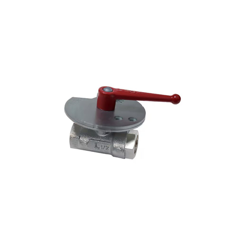 0437 10 17 by Parker | Legris In-Line Vented 3-Point Lockable Ball Valve | 3/8" Female BSPP Thread | 24 mm Hex (F) | 24 mm Hex (F1) | Straight | Nickel-Plated Brass