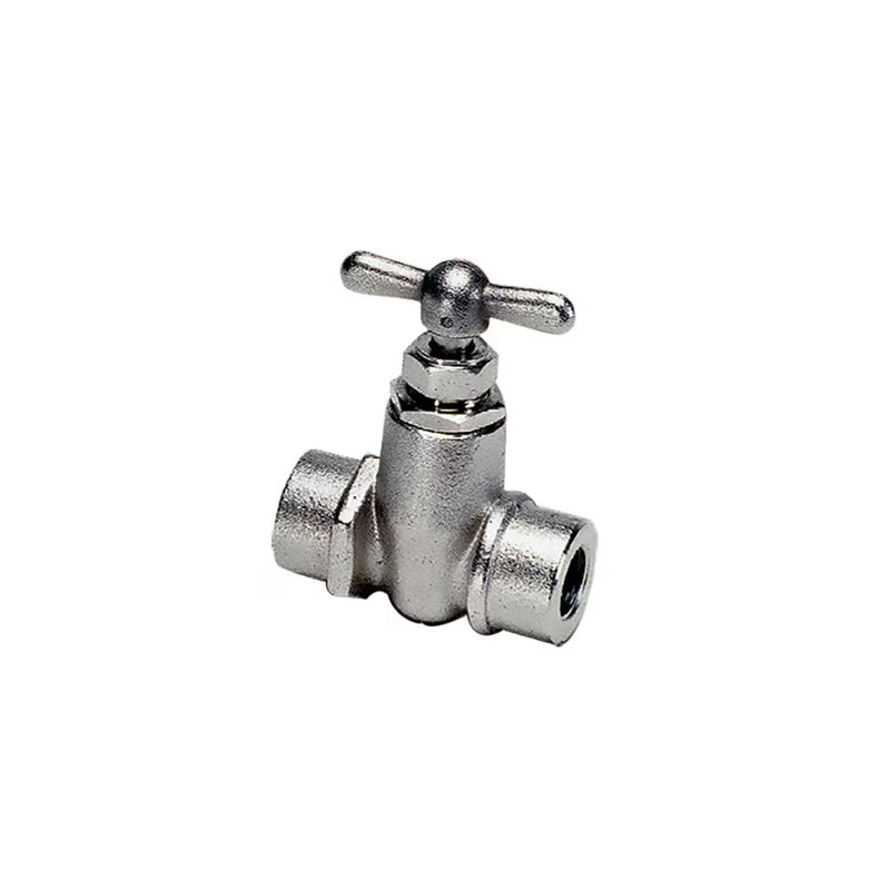 0502 04 13 by Parker | In-Line Needle Valve | 1/4" Female BSPP Thread | Straight | Nickel-Plated Brass