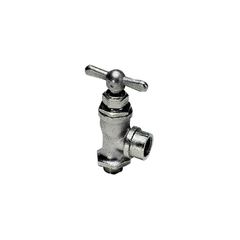 0531 10 21 by Parker | In-Line Needle Valve | 1/2" Male BSPP Thread x 1/2" Female BSPP Thread | 106 mm Length | 90° Elbow | Nickel-Plated Brass
