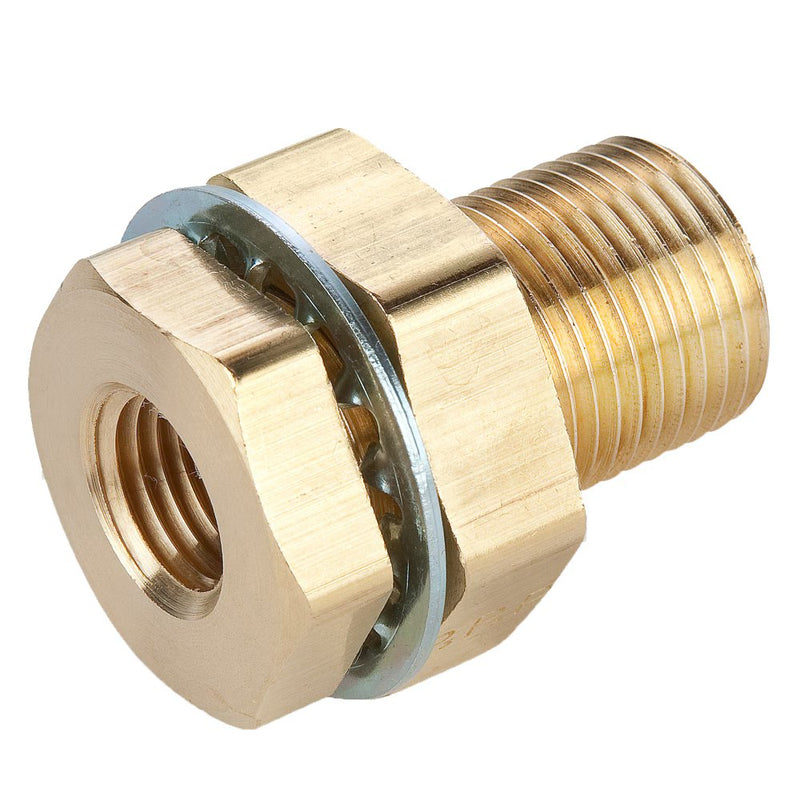 207ACBH-16 by Parker | Legris Bulkhead Union | 1" Female NPTF Thread x 1-5/8" Thread | 2" Hex (B) | 2" Hex (C) | 1.68" Length | Straight | Brass