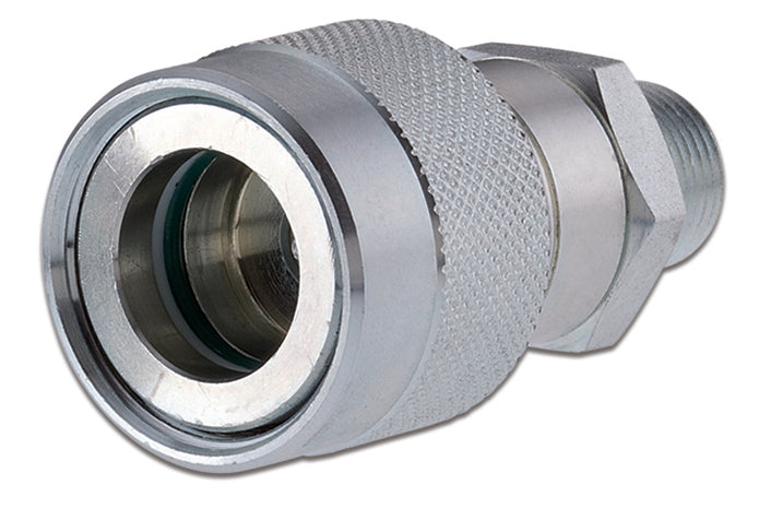 QXF-0404-MNPT ARGUS by Kuriyama | Hydraulic Quick Disconnect Coupling | QX Series | Screw Coupling Poppet | -04 ISO 14540 x -04 Male NPTF | Socket | Galvanized Steel
