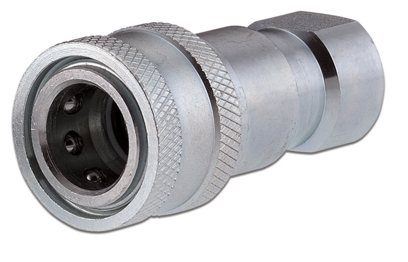 QBF-0808-FNPR ARGUS by Kuriyama | Hydraulic Quick Disconnect Coupling | QB-ISO-B | Poppet Standard ISO 7241 B | -08 ISO 7241 B x -08 Female NPTF | Socket | Galvanized Steel