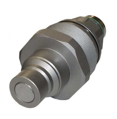 QC-CRTG12-M-M48 by Couplamatic | Hydraulic Quick Coupler | CRTG Series Replacement Cartridge Coupler | 1/2" Body Size | 48mm Cartridge Thread | Plug | Zinc Nickel Plated