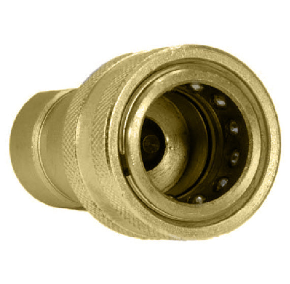 QC-BRIB06-F-04N by Couplamatic | Hydraulic Quick Coupler | ISO B Series | 1/4" Body Size x 1/4-18 Female NPT | Socket | Brass