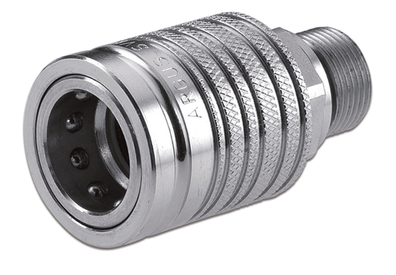 QCF-0404-FNPR ARGUS by Kuriyama | Hydraulic Quick Disconnect Coupling | QO-ISO-A | Poppet Standard ISO 7241 A Push Pull | -04 ISO 7241 A x -04 Female NPTF | Socket | Galvanized Steel