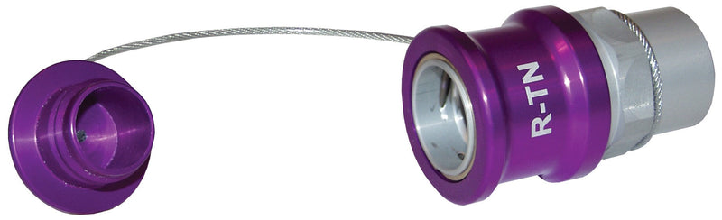 R-TN-P by Dixon Valve | FloMAX R-Series (Roll-Pin Style) | Transmission Fluid Nozzle with Plug | 3/4" Female NPT | Violet/Purple | Anodized Aluminum