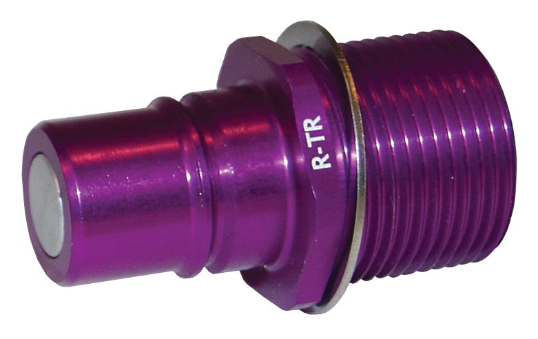 R-TR by Dixon Valve | FloMAX R-Series (Roll-Pin Style) | Transmission Fluid Receiver | 1.312-12 UN-2A Male Thread x 1.062-12 UN-2B Female Thread | Violet/Purple | Anodized Aluminum