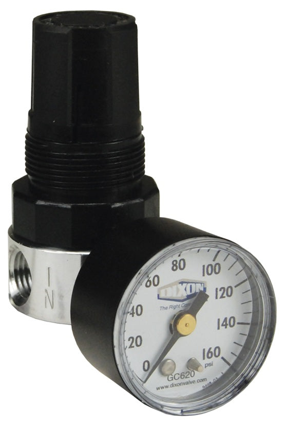 R374-02CG Watts by Dixon Valve | R643-Series | Miniature Regulator | 1/4" Size | 10 SCFM | Aluminum | with Gauge | 2 - 125 PSIG Pressure Range