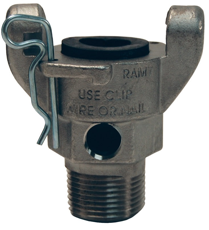 RAM7T Air King® by Dixon Valve | Pneumatic Fitting with Gauge Port | 2-Lug Hose End | Chicago Style x 3/4" Male NPT | 316 Stainless Steel