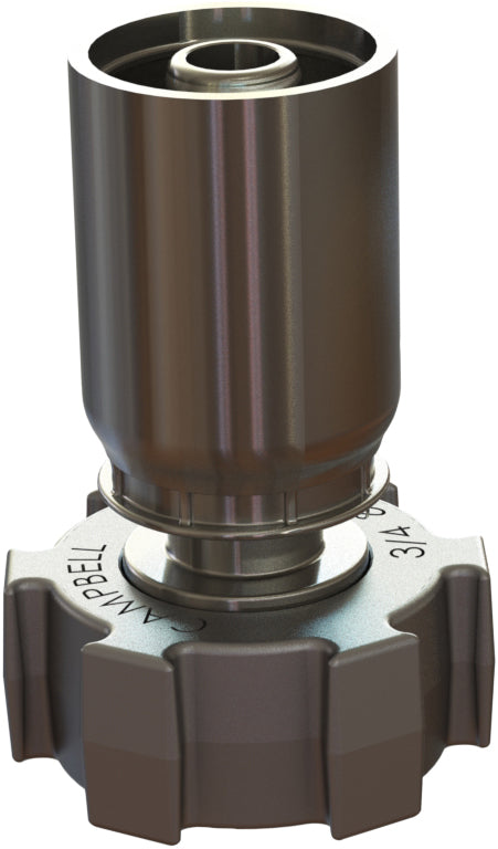 RGJS-3V by Campbell Fittings | Ground Joint Coupling | Hose Stem | with staked on ferrule & low profile nut | 3/4" Hose Size | Viton® Seal | Plated Steel