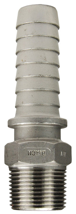 RMS11 by Dixon Valve | Boss® Male Stem | 1" Male NPT x 1" Hose Barb | 316 Stainless Steel