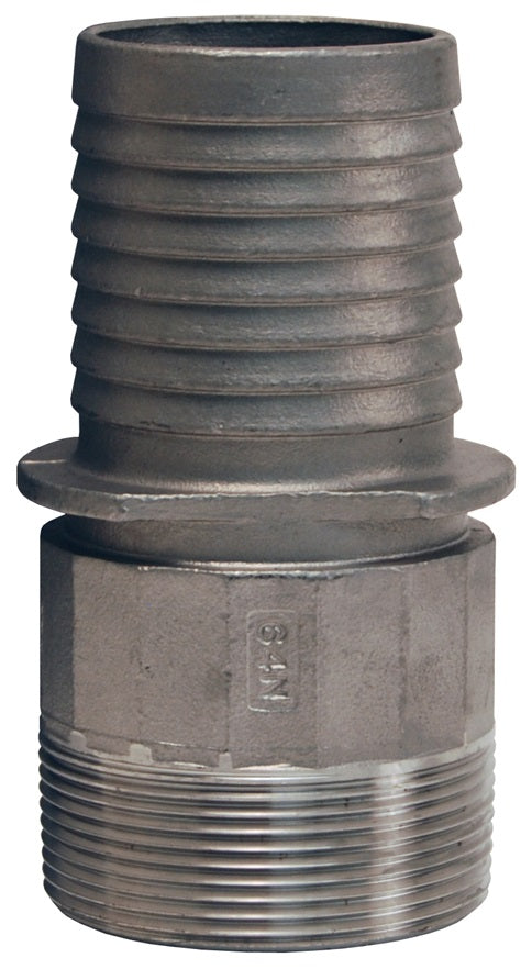 RST400NOS by Dixon Valve | King Combination Nipple External Swage Notched NOS Stem | 4" Male NPT x 4" Hose ID | 316 Stainless Steel