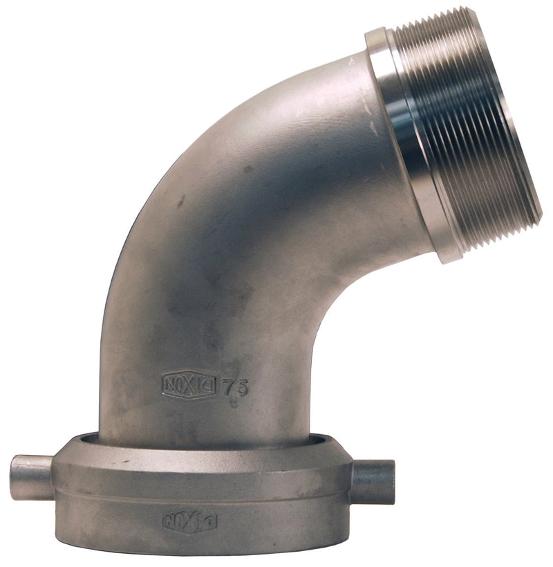RTCT40 by Dixon Valve | Railroad Tank Car Connection | Style T | 110° Elbow | 4" Male NPT x 5" Swivel Nut | 316 Stainless Steel