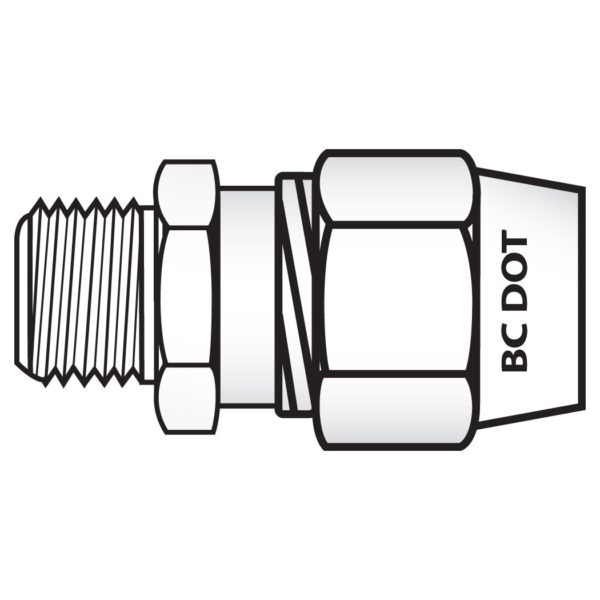 883814 by Kurt Hydraulics | Rubber Hose Air Brake Male Connector | 3/8" Hose to 1/4" Pipe