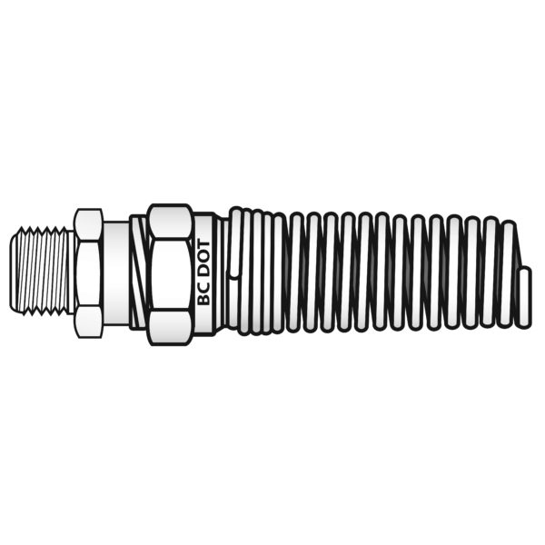 883814S by Kurt Hydraulics | Rubber Hose Air Brake Male Connector with Spring Guard | 3/8" Hose to 1/4" Pipe