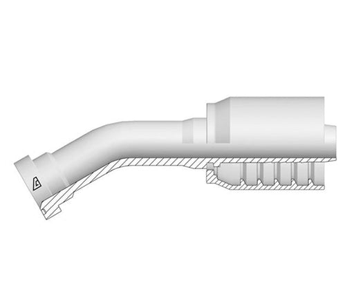 S-1616-CFL3 Alfagomma by Kuriyama | S Series | One-Piece AlfaCrimp Hydraulic Hose Fitting | 30° Elbow | -16 CAT Flange x -16 Hose ID | Steel