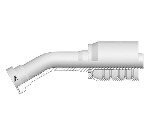 S-1620-CFL3 Alfagomma by Kuriyama | S Series | One-Piece AlfaCrimp Hydraulic Hose Fitting | 30° Elbow | -20 CAT Flange x -16 Hose ID | Steel