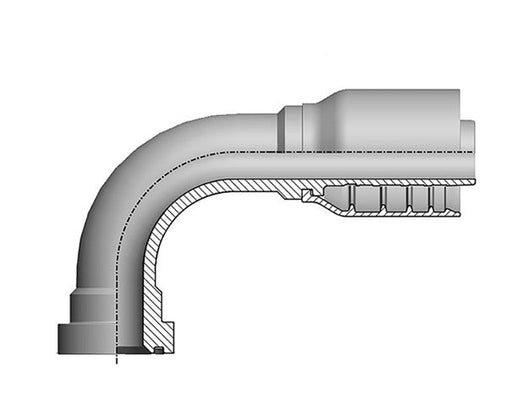 S-2424-CFL9 Alfagomma by Kuriyama | S Series | One-Piece AlfaCrimp Hydraulic Hose Fitting | 90° Elbow | -24 CAT Flange x -24 Hose ID | Steel