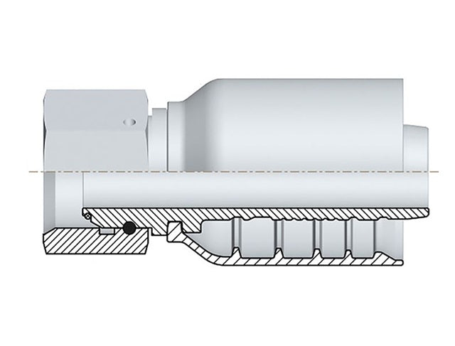 S-0808-FBPO Alfagomma by Kuriyama | S Series | One-Piece AlfaCrimp Hydraulic Hose Fitting | -08 Female BSP O-Ring Female Swivel 60° Cone x -08 Hose ID | Steel