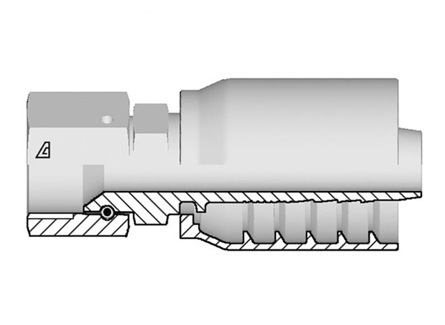 S-0606-FJDH Alfagomma by Kuriyama | S Series | One-Piece AlfaCrimp Hydraulic Hose Fitting | with Stem Hexagon | -06 Female 37° JIC Swivel x -06 Hose ID | Steel