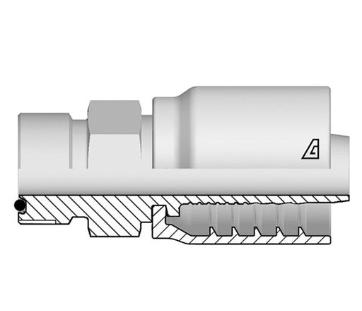 S-0622-MMSL Alfagomma by Kuriyama | S Series | One-Piece AlfaCrimp Hydraulic Hose Fitting | DIN 3853 Light | M22 Metric Male 24° Seat x -06 Hose ID | Steel