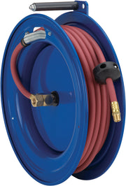 SL13-L125 by Coxreels | S Series | 300 PSI Left Side Mount Spring Driven Hose Reel for Air & Water | 1/4" Hose ID, 1/4" FNPT Inlet x 1/4" MNPT Hose End | Steel | 25ft PVC Hose Included