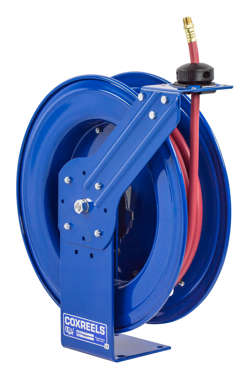 SH-N-435 by Coxreels | SH Series | 300 PSI Spring Driven Hose Reel | 1/2" Hose ID, 1/2" FNPT Inlet x 1/2" MNPT Hose End | Steel | 35ft PVC Hose Included