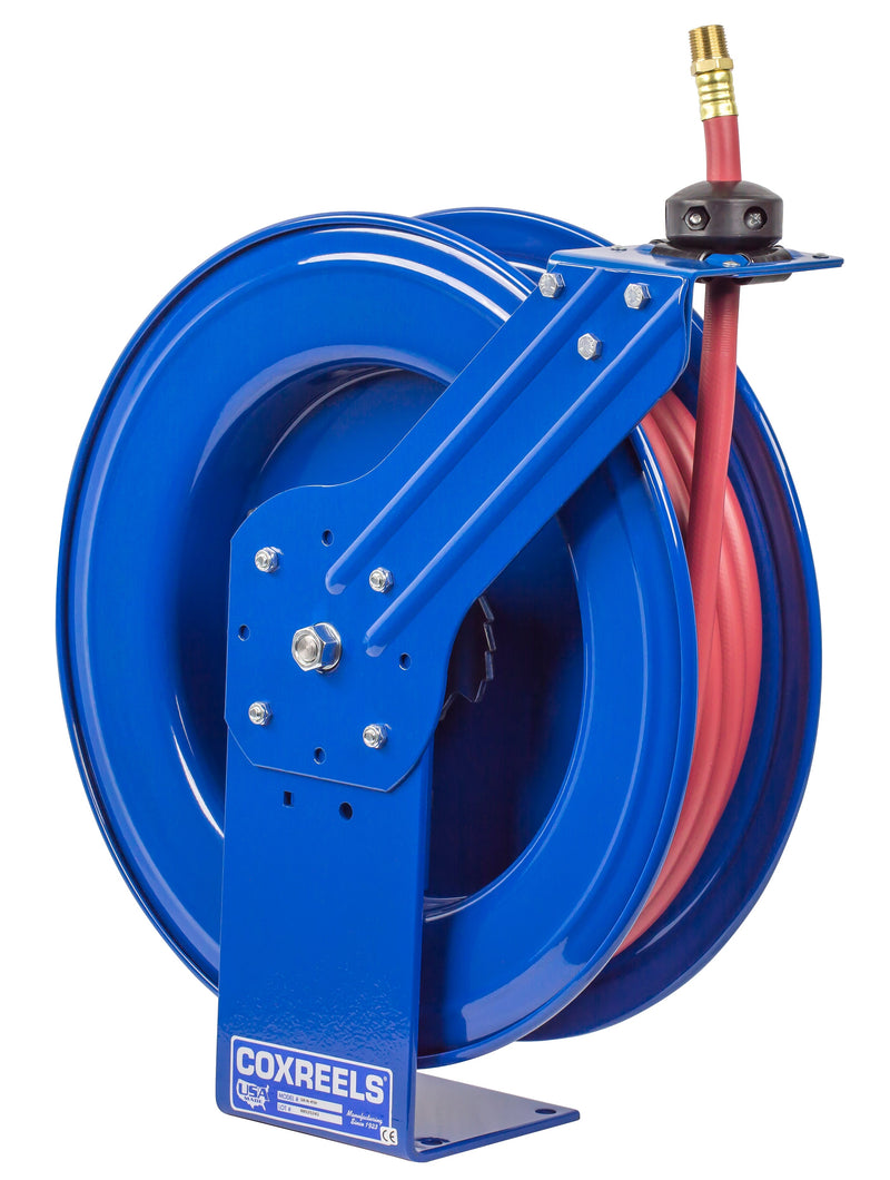 SH-N-535 by Coxreels | SH Series | 300 PSI Spring Driven Hose Reel | 3/4" Hose ID, 3/4" FNPT Inlet x 3/4" MNPT Hose End | Steel | 35ft PVC Hose Included