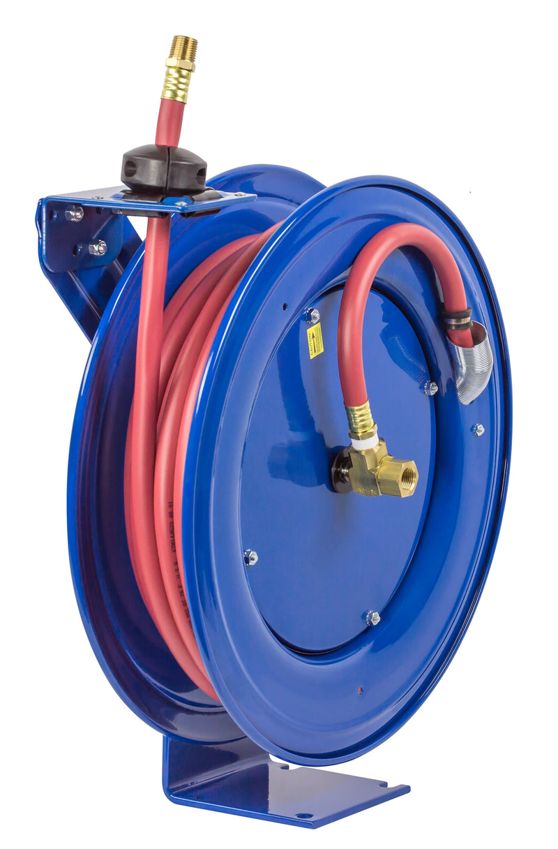 SH-N-550 by Coxreels | SH Series | 300 PSI Spring Driven Hose Reel | 3/4" Hose ID, 3/4" FNPT Inlet x 3/4" MNPT Hose End | Steel | 50ft PVC Hose Included