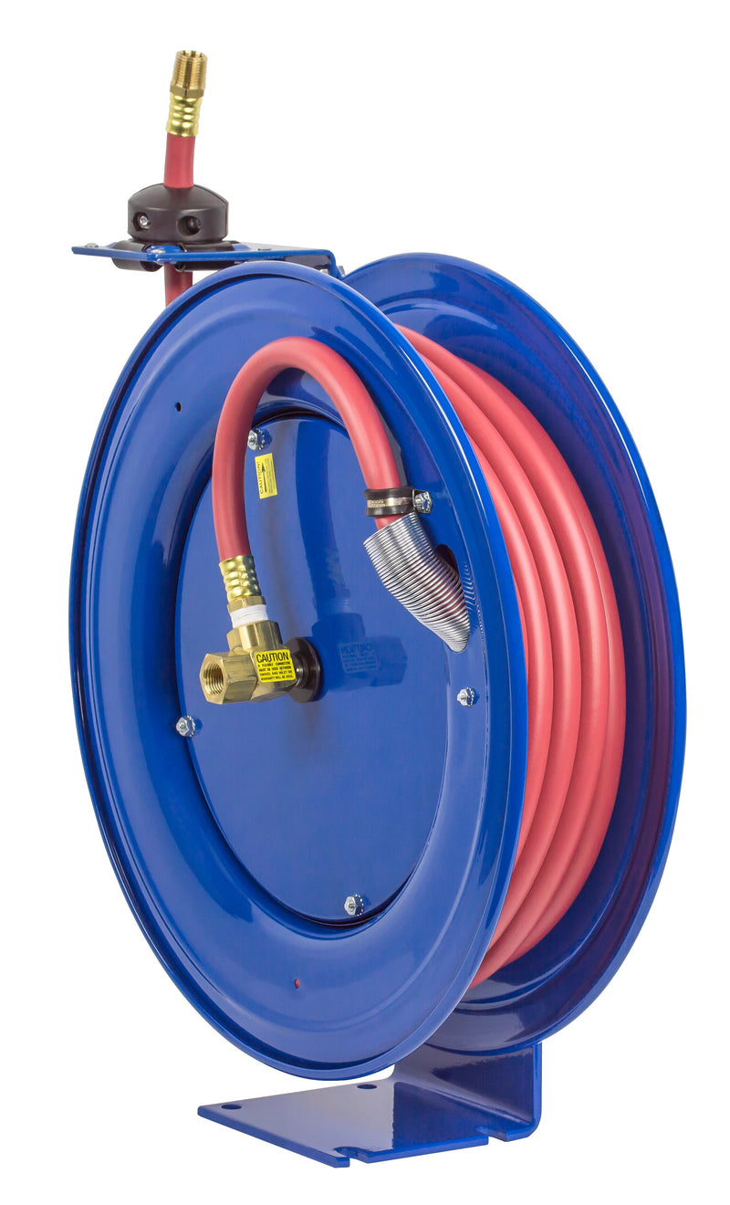 SH-N-550 by Coxreels | SH Series | 300 PSI Spring Driven Hose Reel | 3/4" Hose ID, 3/4" FNPT Inlet x 3/4" MNPT Hose End | Steel | 50ft PVC Hose Included