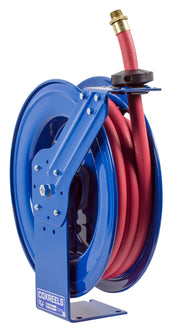 SHF-N-525 by Coxreels | SH-Fuel Series | 300 PSI Spring Driven Hose Reel for Fuel | 3/4" Hose ID, 3/4" FNPT Inlet x 3/4" MNPT Hose End | Steel | 25ft Nitrile Rubber Hose Included