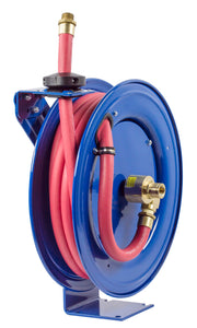 SHF-N-525 by Coxreels | SH-Fuel Series | 300 PSI Spring Driven Hose Reel for Fuel | 3/4" Hose ID, 3/4" FNPT Inlet x 3/4" MNPT Hose End | Steel | 25ft Nitrile Rubber Hose Included