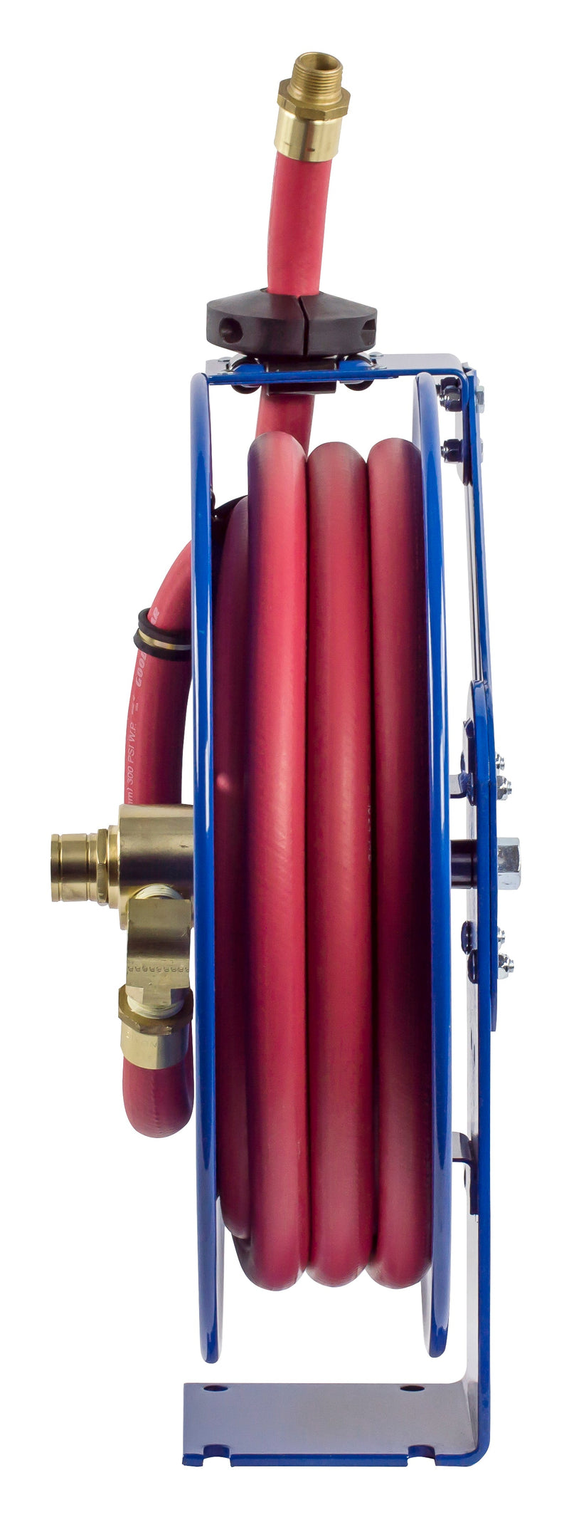 SHF-N-525 by Coxreels | SH-Fuel Series | 300 PSI Spring Driven Hose Reel for Fuel | 3/4" Hose ID, 3/4" FNPT Inlet x 3/4" MNPT Hose End | Steel | 25ft Nitrile Rubber Hose Included