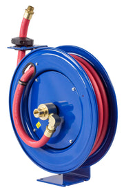 SHF-N-525 by Coxreels | SH-Fuel Series | 300 PSI Spring Driven Hose Reel for Fuel | 3/4" Hose ID, 3/4" FNPT Inlet x 3/4" MNPT Hose End | Steel | 25ft Nitrile Rubber Hose Included