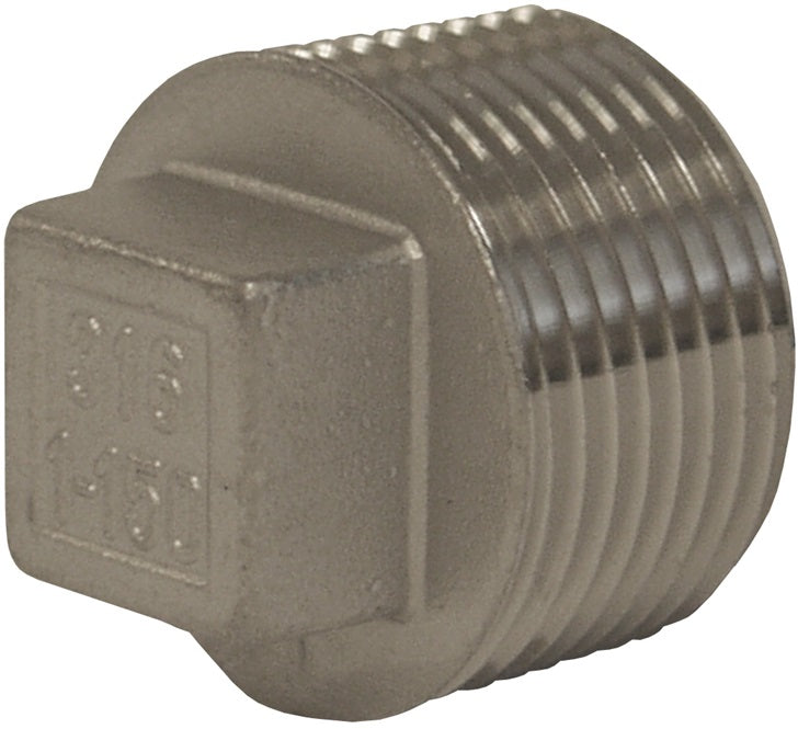 SHP100SS by Dixon Valve | Square Head Plug | 1" Male NPT | 150# 316 Stainless Steel