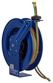 SHWL-N-150 by Coxreels | SHW Series | 200 PSI Dual Hose Spring Driven Hose Reel for Oxy-Acetylene Welding | 1/4" Hose ID, 1/4" FNPT Inlet | Steel | 50ft Capacity, Hose Not Included