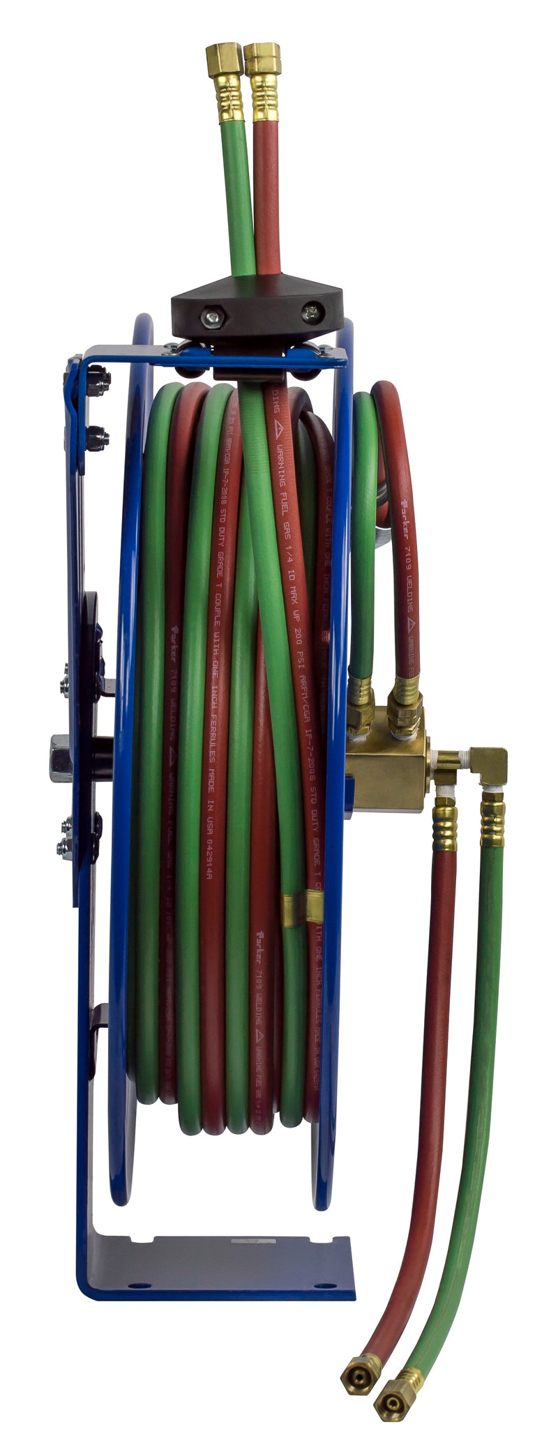 SHW-N-160 by Coxreels | SHW Series | 200 PSI Dual Hose Spring Driven Hose Reel for Oxy-Acetylene Welding | 1/4" Hose ID, 1/4" FNPT Inlet x 1/4" MNPT Hose End | Steel | 60ft EPDM Hose Included