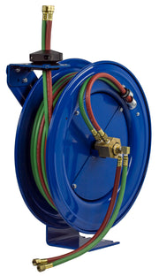 SHW-N-1100 by Coxreels | SHW Series | 200 PSI Dual Hose Spring Driven Hose Reel for Oxy-Acetylene Welding | 1/4" Hose ID, 1/4" FNPT Inlet x 1/4" MNPT Hose End | Steel | 100ft EPDM Hose Included